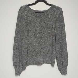 Marled Charcoal Gray Balloon Sleeve Sweater